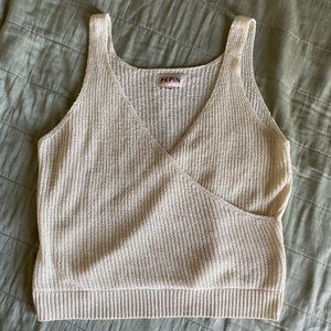White Woven Wrap Tank Top